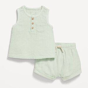 Old Navy Double-Weave Tank Top and Shorts Set - Mint Mist